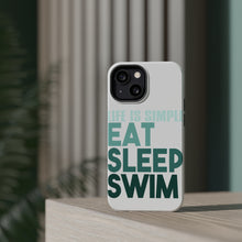 DistinctInk ToughCase for Apple iPhone, Compatible with MagSafe Charging - Life Is Simple Eat Sleep Swim