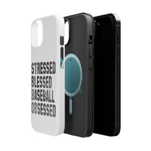 DistinctInk ToughCase for Apple iPhone, Compatible with MagSafe Charging - Stressed Blessed Baseball Obsessed