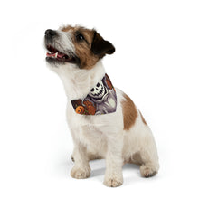DistinctInk Adjustable Pet Banana Collar with Trick or Treat Ghost-O-Lantern Design for Halloween