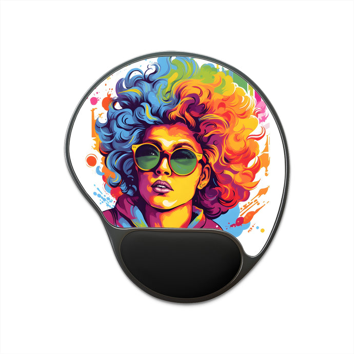 DistinctInk Mouse Pad with Wrist Rest  with A World of Words Design for LGBTQ+ Pride