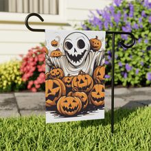 DistinctInk Garden & House Banner / Flag with Ghostly Skeleton and Pumpkins Design for Halloween