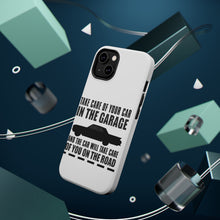 DistinctInk ToughCase for Apple iPhone, Compatible with MagSafe Charging - Take Care of the Car, Car Take Care of the Road