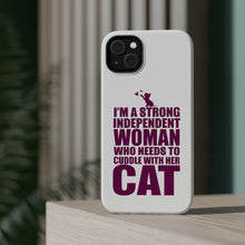 DistinctInk ToughCase for Apple iPhone, Compatible with MagSafe Charging - Strong Woman Needs to Cuddle Cat