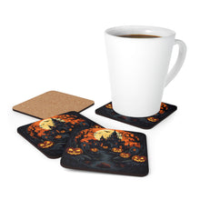 DistinctInk (Set of 4) Corkwood Coasters with Darkness Falls on HalloweenDesign for Halloween