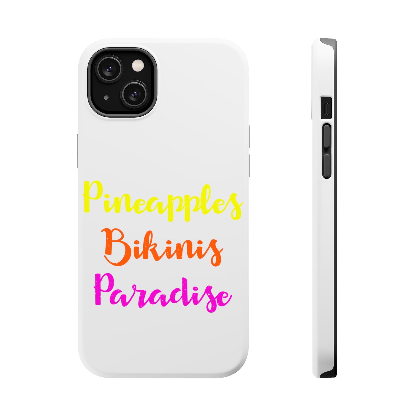 DistinctInk ToughCase for Apple iPhone, Compatible with MagSafe Charging - Pineapples Bikinis Paradise