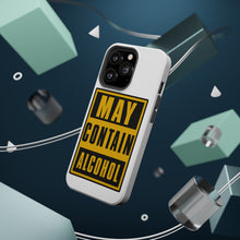 DistinctInk ToughCase for Apple iPhone, Compatible with MagSafe Charging - May Contain Alcohol Warning Sign