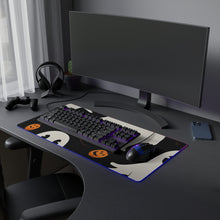 DistinctInk LED Gaming Mouse Pad with Ghost Skeleton Pumpkin Cartoon Design for Halloween
