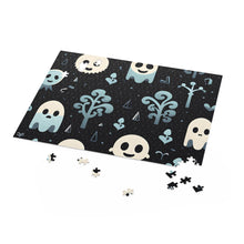 DistinctInk Jigsaw Puzzle with Ghastly Skeletal Shadows Design for Halloween