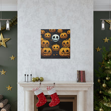 DistinctInk Canvas Wall Art with Ghastly Skeleton Pumpkins for Halloween