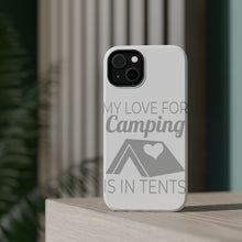 DistinctInk ToughCase for Apple iPhone, Compatible with MagSafe Charging - My Love For Camping is In Tents