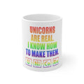 Glossy White Coffee / Tea Mug - Unicorns Are Real. I Know How To Make Them