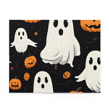 DistinctInk Jigsaw Puzzle with Ghost Skeleton Pumpkin Cartoon Design for Halloween