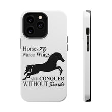 DistinctInk ToughCase for Apple iPhone, Compatible with MagSafe Charging - Horses Fly Without Wings