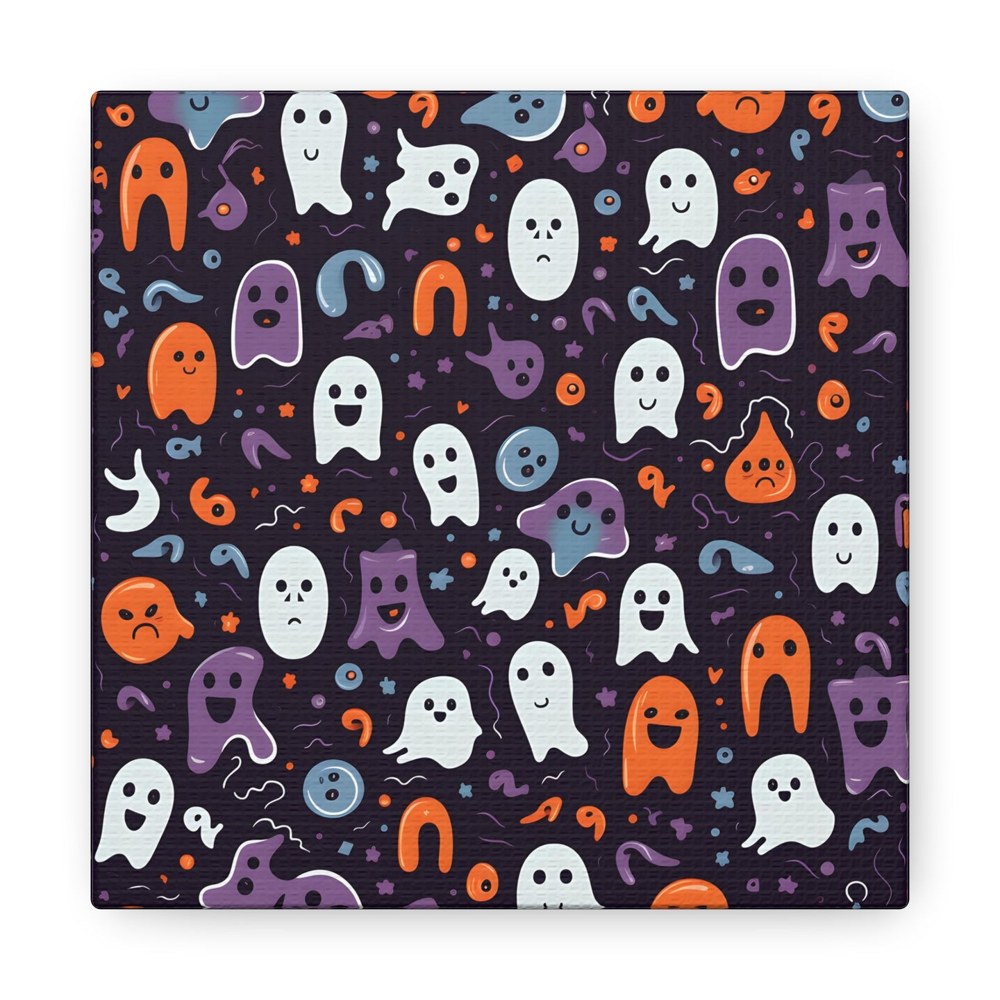 DistinctInk Canvas Wall Art with Skeletal Ghostly Pumpkins for Halloween
