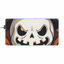 DistinctInk LED Gaming Mouse Pad with Spooky Skeleton Pumpkin Patch Design for Halloween