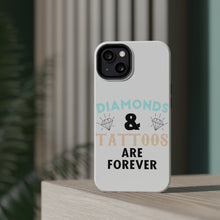 DistinctInk ToughCase for Apple iPhone, Compatible with MagSafe Charging - Diamonds and Tattoos Are Forever