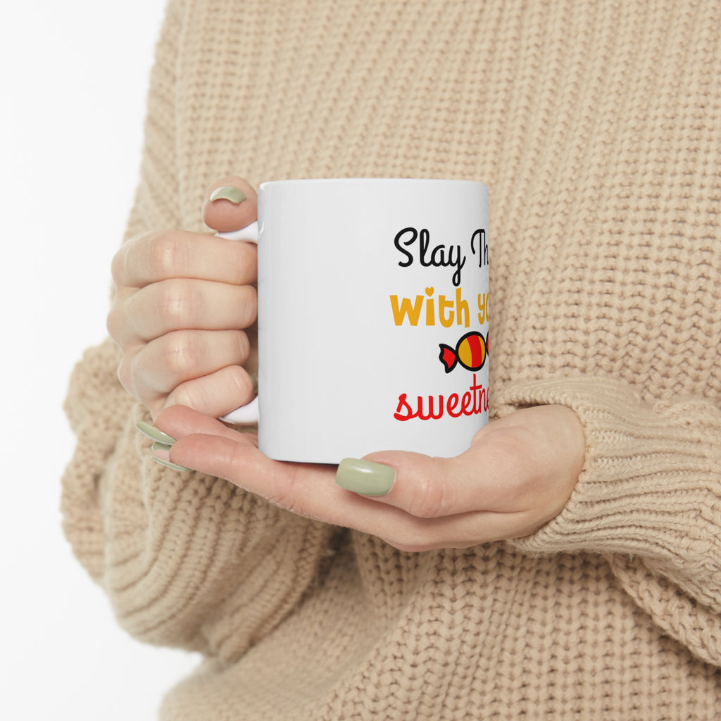 Glossy White Coffee / Tea Mug - Slay Them With Your Sweetness, view 10