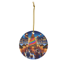 DistinctInk Hanging Ceramic Christmas Tree Ornament Charm with Gold String - Great Gift/Present - 2 3/4 inch Diameter - Prideful Winter Market
