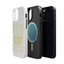 DistinctInk ToughCase for Apple iPhone, Compatible with MagSafe Charging - Cuddle a Cat Everything Will Be Okay