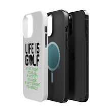 DistinctInk ToughCase for Apple iPhone, Compatible with MagSafe Charging - Life is Golf Slice Hook Straight Miracle