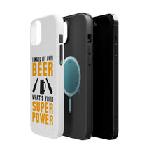 DistinctInk ToughCase for Apple iPhone, Compatible with MagSafe Charging - I Make Beer What's Your Super Power