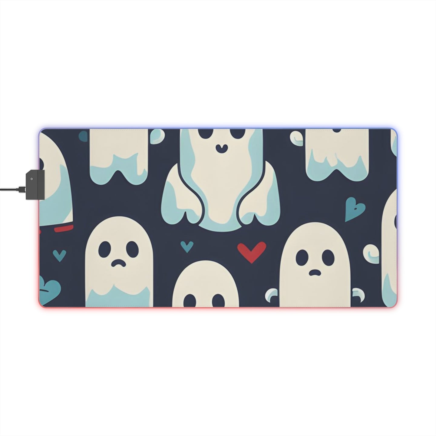 DistinctInk LED Gaming Mouse Pad with Skelephants and Ghostly Ghouls Design for Halloween