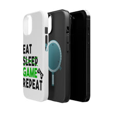 DistinctInk ToughCase for Apple iPhone, Compatible with MagSafe Charging - Eat Game Repeat - Video Games Gamer