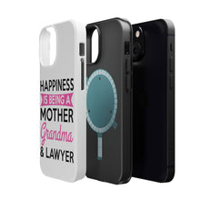DistinctInk ToughCase for Apple iPhone, Compatible with MagSafe Charging - Happiness is Being a Mother Grandma Lawyer