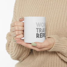 DistinctInk Glossy White Coffee / Tea Mug - Work Travel Repeat