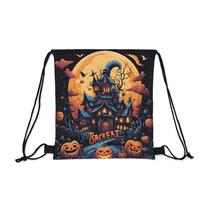 DistinctInk Drawstring Bag / Backpack with Spooky Sweet Treats Design for Halloween