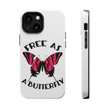 DistinctInk ToughCase for Apple iPhone, Compatible with MagSafe Charging - Free as a Butterfly - Pink