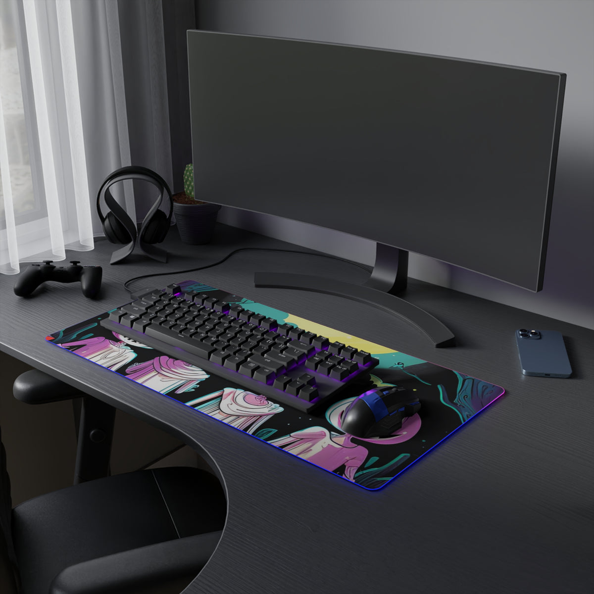 LED Gaming Mouse Pad with Exploring the Unknown Design for Halloween LGBTQ+ Pride, view 15