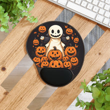 DistinctInk Mouse Pad with Wrist Rest  with Spooky Skeleton Pumpkin Patch Design for Halloween