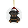 Hanging Ceramic Christmas Tree Ornament with Gold String - Beauceron Puppy Design