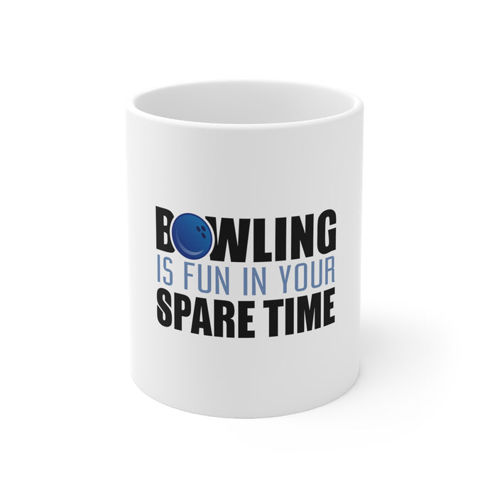 DistinctInk Glossy White Coffee / Tea Mug - Bowling is Fun In Your SPARE Time