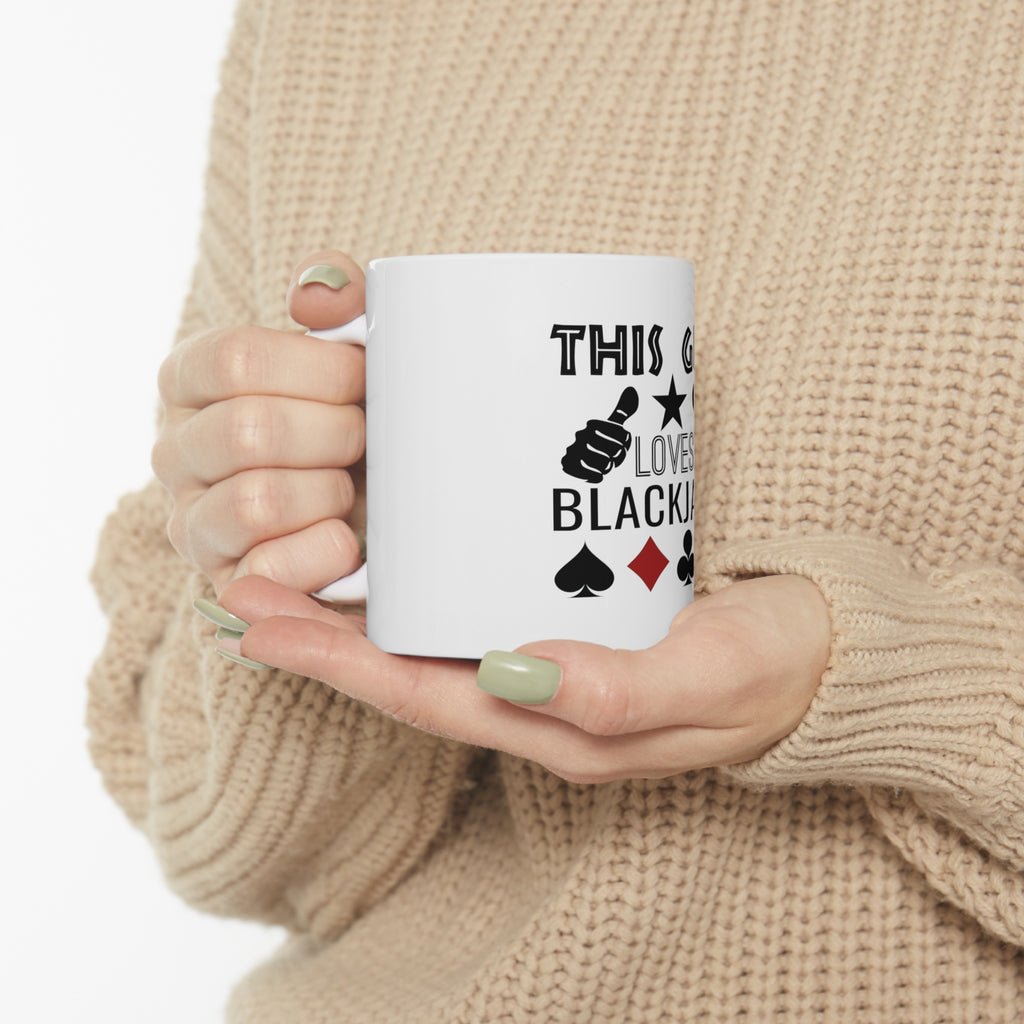 Glossy White Coffee / Tea Mug - This Guy Loves Blackjack, view 10
