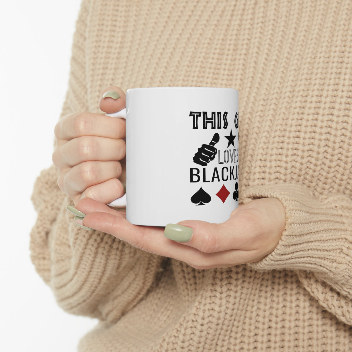 Glossy White Coffee / Tea Mug - This Guy Loves Blackjack, view 10