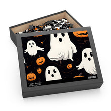 DistinctInk Jigsaw Puzzle with Ghost Skeleton Pumpkin Cartoon Design for Halloween