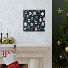 DistinctInk Canvas Wall Art with Ghastly Skeletal Shadows for Halloween