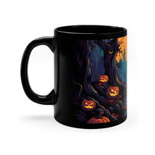 DistinctInk Black Coffee Mug - Haunted Evening Nightmare for Halloween