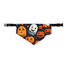 DistinctInk Adjustable Pet Banana Collar with Spooky Halloween Night Design for Halloween
