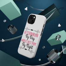 DistinctInk ToughCase for Apple iPhone, Compatible with MagSafe Charging - Vet By Day, Best Mom By Night