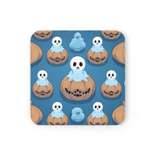 DistinctInk (Set of 4) Corkwood Coasters with Ghost Skeleton Pumpkin PatternDesign for Halloween