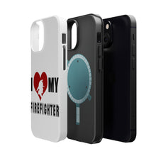 DistinctInk ToughCase for Apple iPhone, Compatible with MagSafe Charging - I Heart My Firefighter