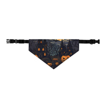 DistinctInk Adjustable Pet Banana Collar with Spooky All Hallows' Eve Design for Halloween