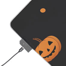 DistinctInk LED Gaming Mouse Pad with Spooky Skeleton Pumpkin Patch Design for Halloween