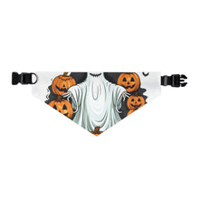 DistinctInk Adjustable Pet Banana Collar with Ghost Skeleton Pumpkins Pattern Design for Halloween
