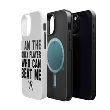 DistinctInk ToughCase for Apple iPhone, Compatible with MagSafe Charging - I Am The Only Player Who Can Beat Me Tennis