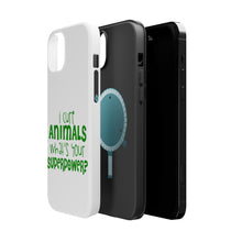 DistinctInk ToughCase for Apple iPhone, Compatible with MagSafe Charging - I Cure Animals What's Your Superpower