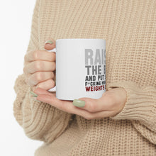 DistinctInk Glossy White Coffee / Tea Mug - Raise the Bar And Put Some Heave Weights On